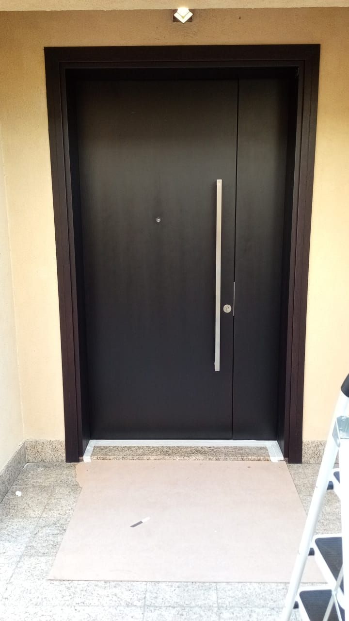 Black Double Main Door With Long Pull