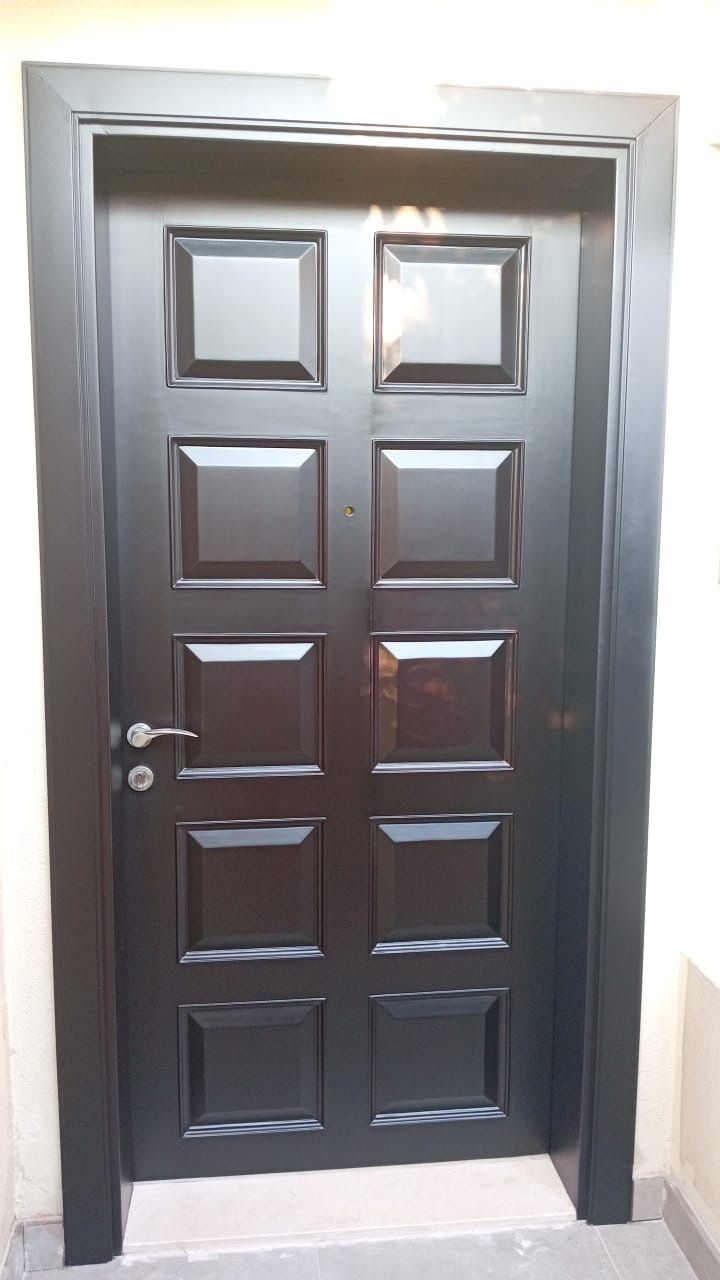 Black eight panel main door