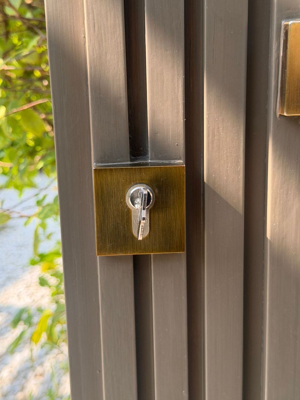 Bronze Lock On Fluted Door