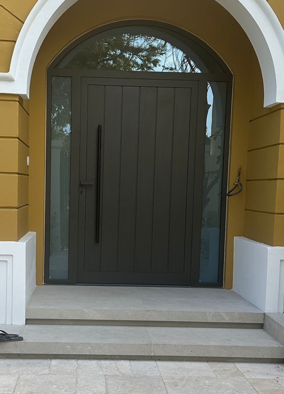 Dark Grey Round Arched Villa Main Door