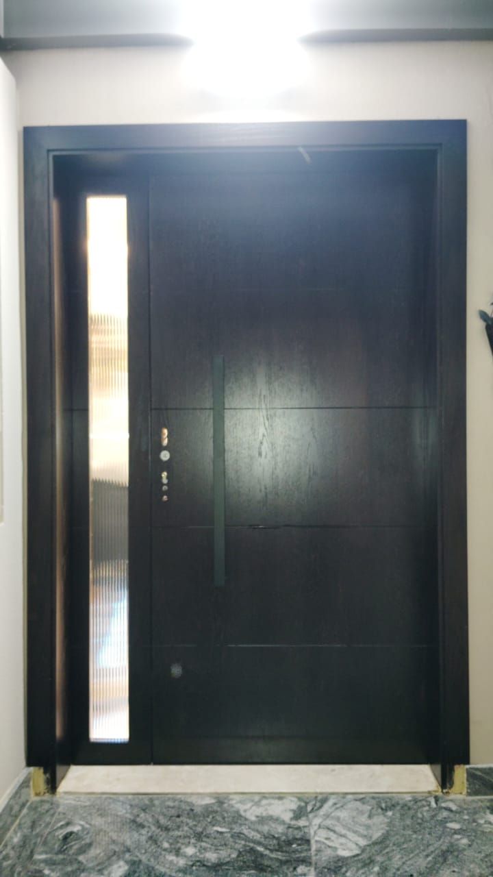 Dark Main Door With Glass Sidelight