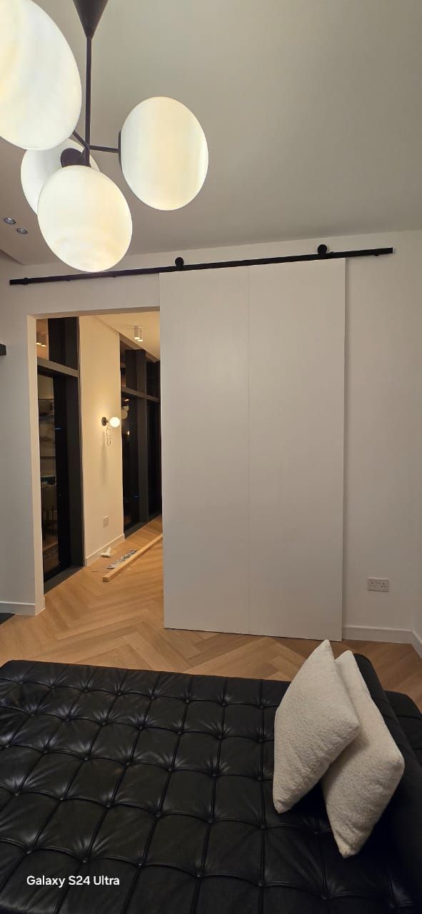 Barn style sliding door in a Downtown apartment