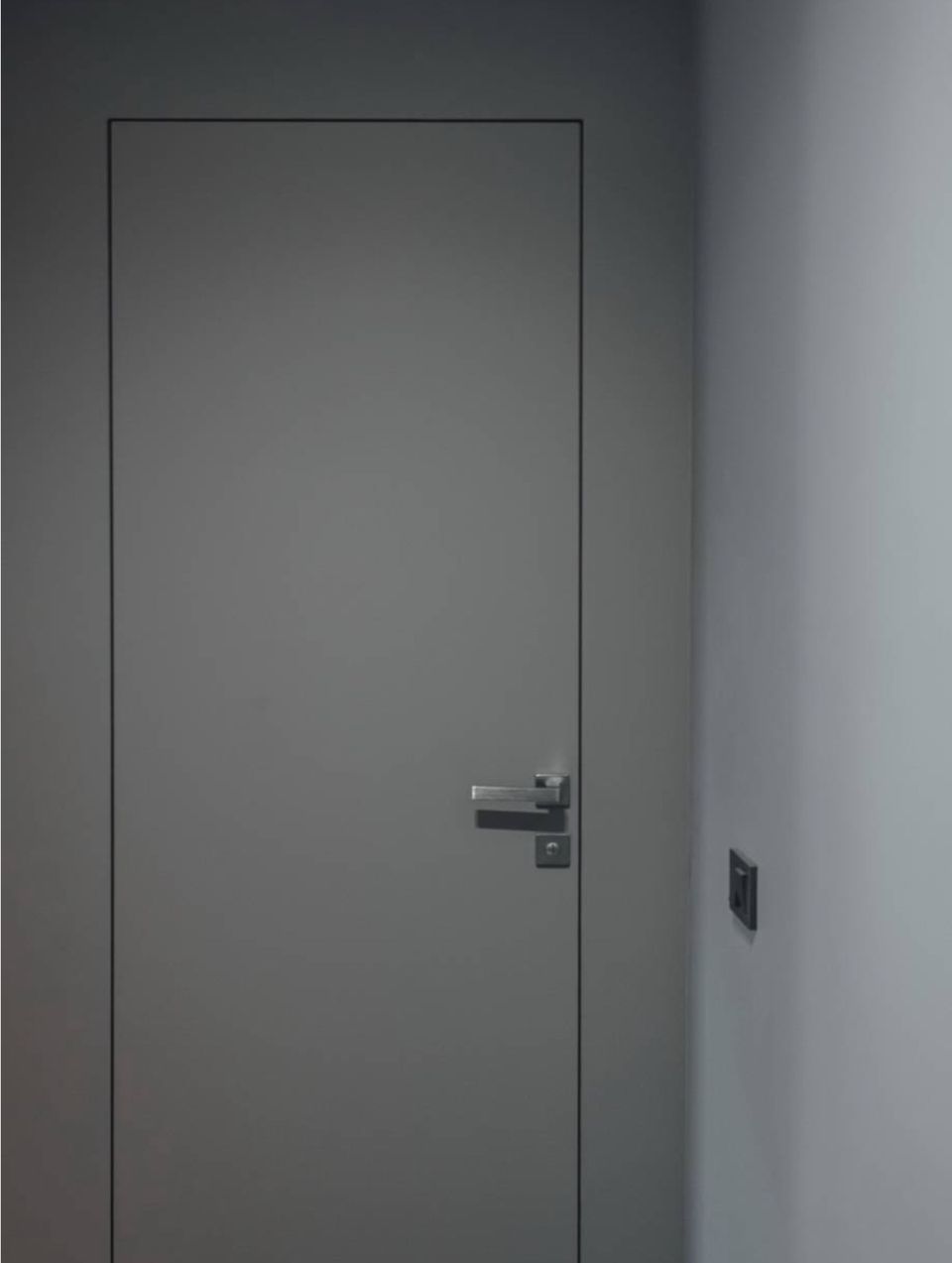 Grey Flush Concealed Door With Black Handle
