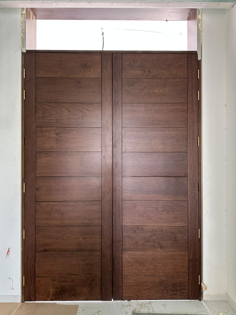 Walnut grooved double main door with fanlight, The Springs