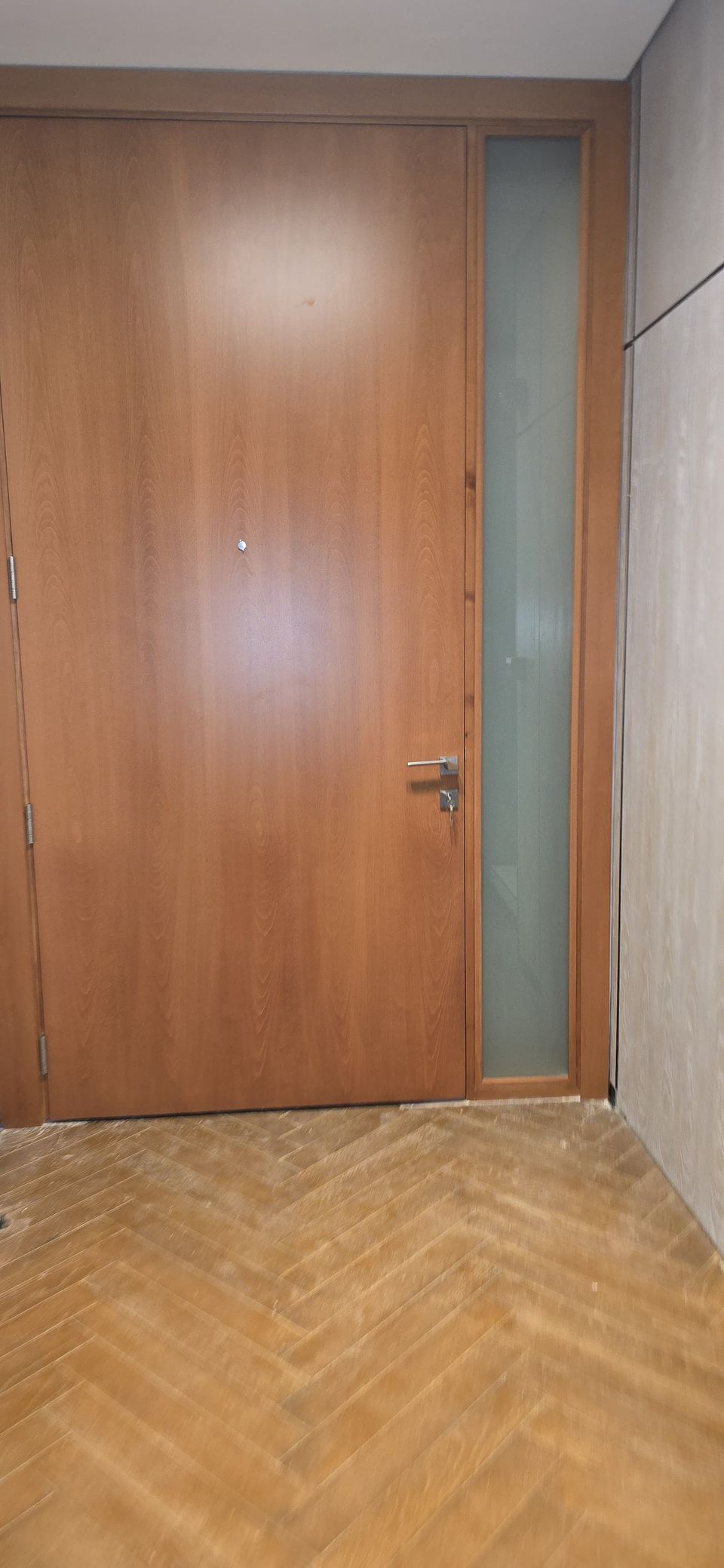 Oak Door With Frosted Glass Side Panel