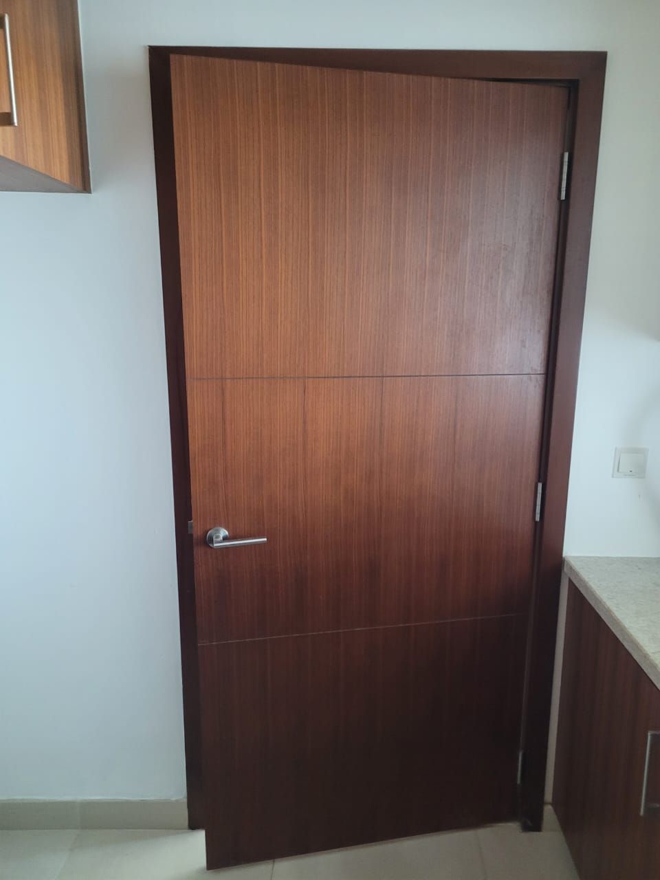 Walnut flush door with matching frame