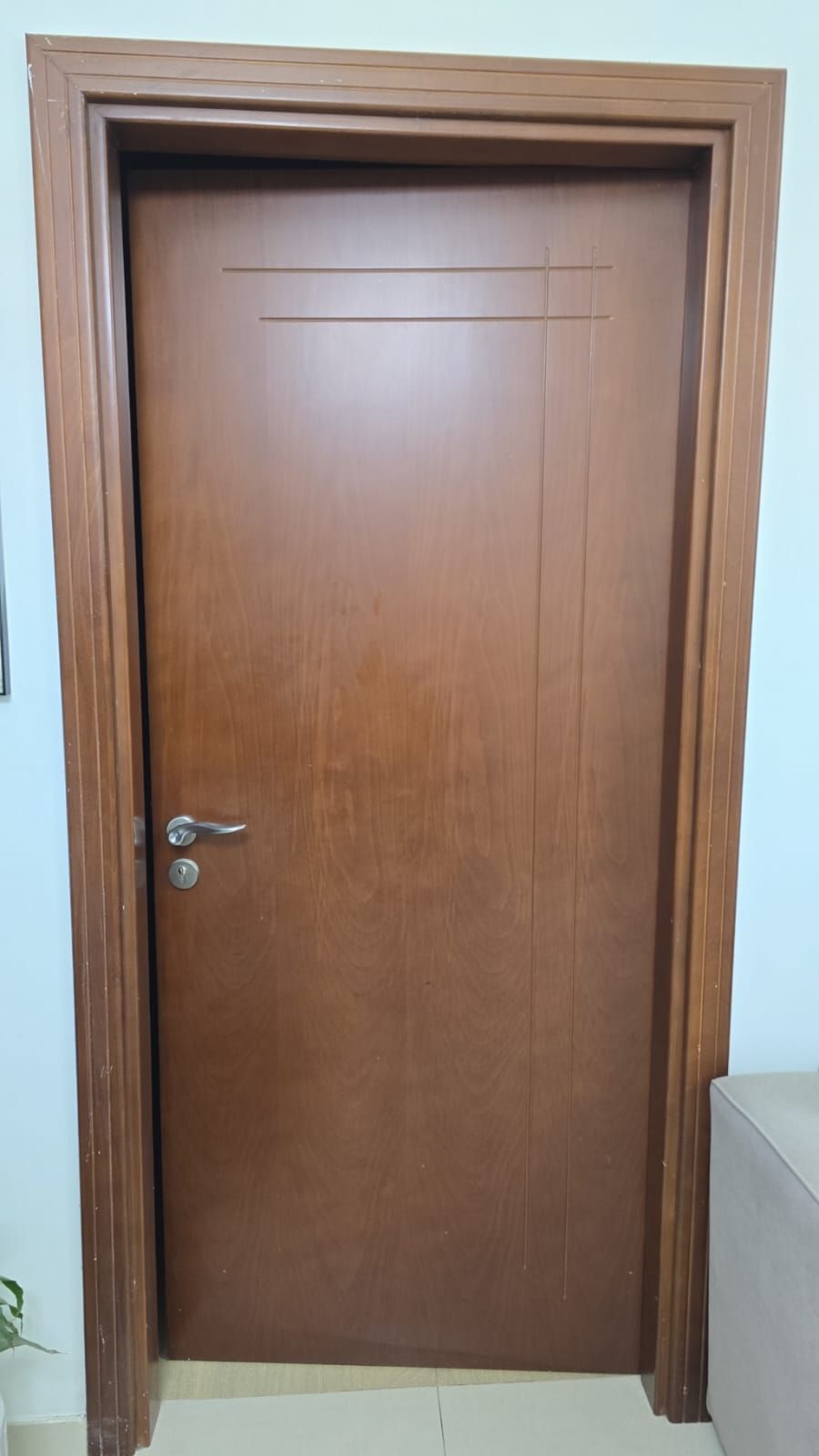 Walnut Interior Door With Grooved Lines