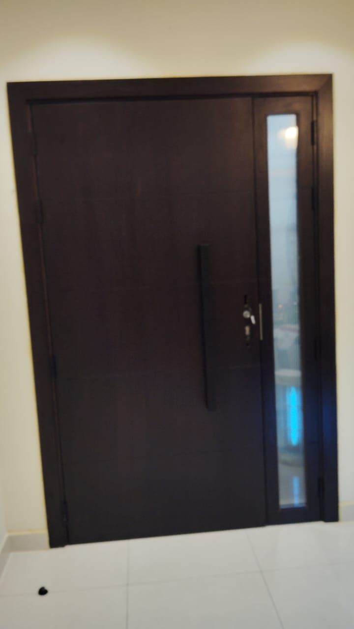 Wenge Main Door With Reeded Sidelight